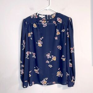 Christian Dior vintage blue floral blouse size 12